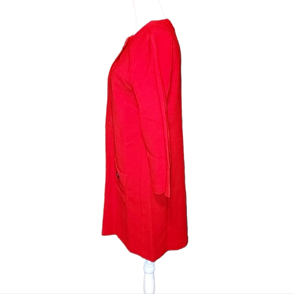J.Crew M Red Wool Blend Pullover Overcoat Jacket Sweatshirt Long Sleeve Women's - Picture 2 of 3